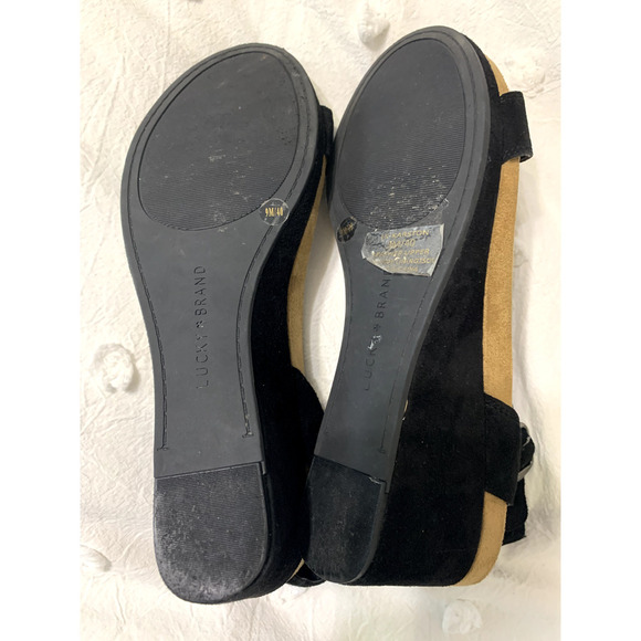 Lucky Brand Kanoa Sandals 9M Womens Black Platform Wedge Strappy Leather 40 - Picture 4 of 5